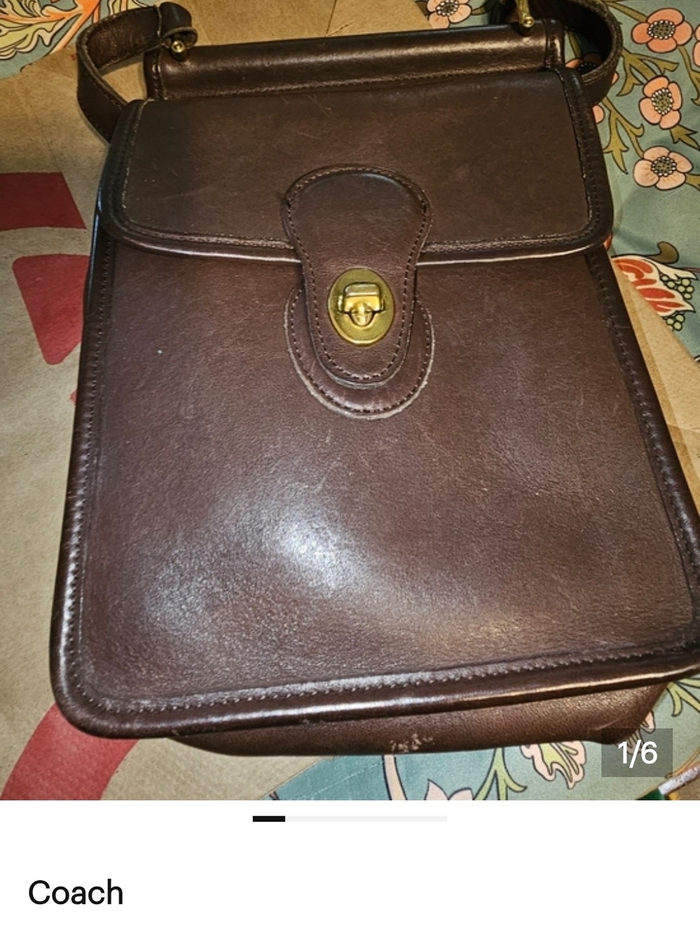 Vintage Coach Murphy  Brown Leather Messenger with Gold-Tone Turn Lock